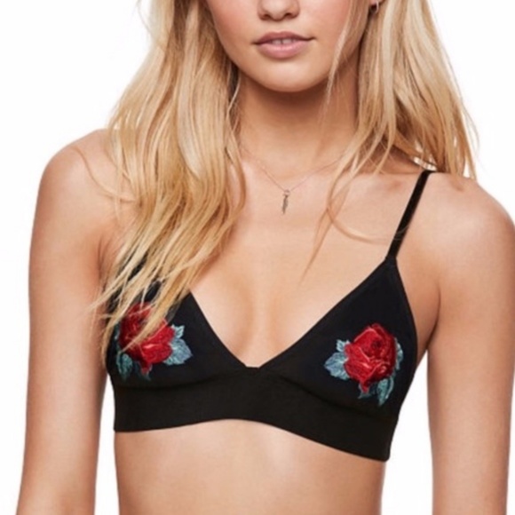 PINK Victoria's Secret Other - PINK Black Rose Embroidered Bralette